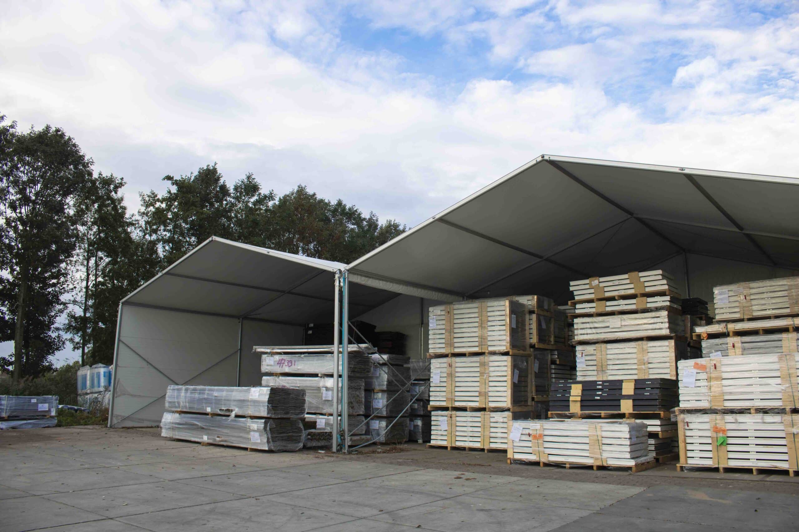 Gevelaanzicht tenthallen Foreco Houtconstructie