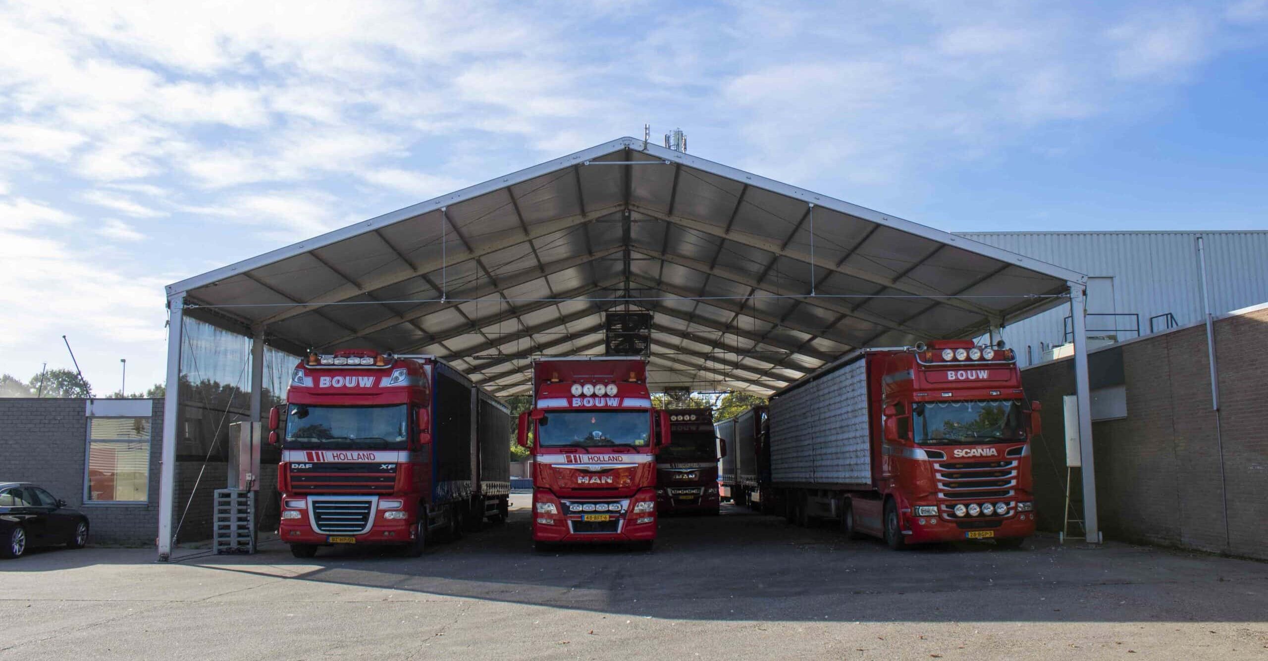 Facade view of canopy for Remkes trucks