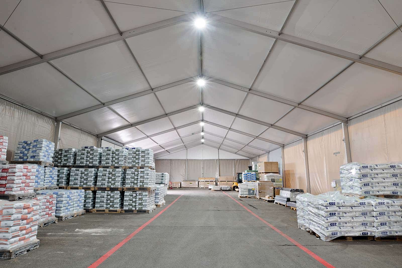 Tent hall with storage for Makro Machelen